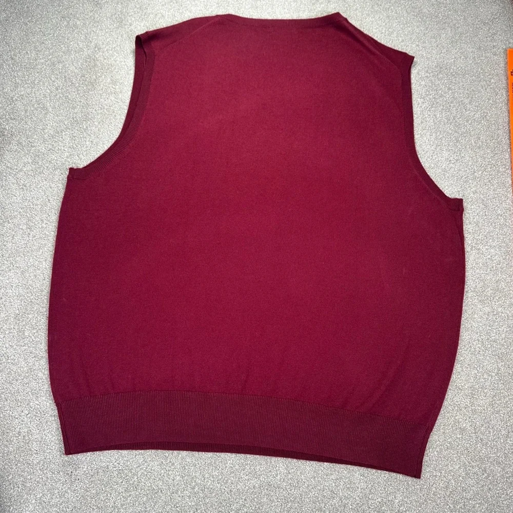 Kallspin Mens 3XL Tall Burgundy V Neck Sweater‎ Vest Sleeveless Pullover